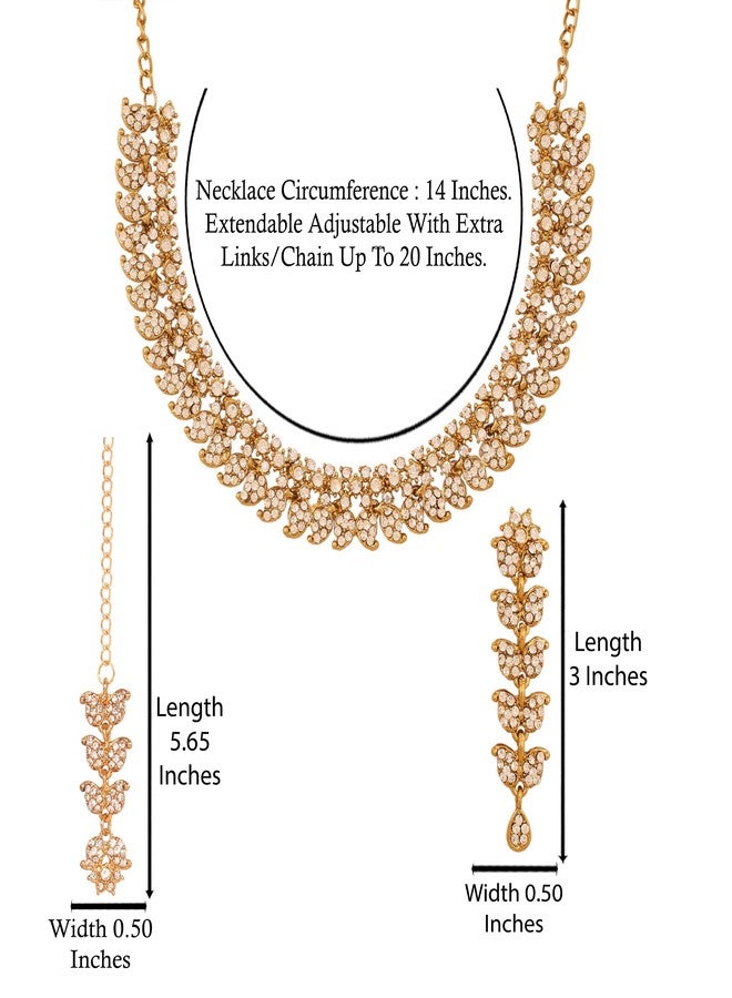 Touchstone Indian wedding jewelry set gold traditional necklaces for women statement rhinestone sets hollywood glamour style crystal stone bridal costume golden necklace, Rhinestone, No Gemstone - Image 5
