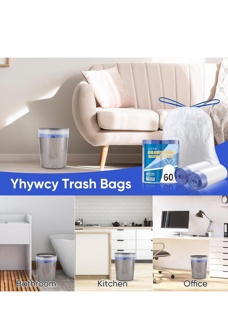 Trash Bags 6 Gallons Drawstring Garbage Bags 60 Count for Office, Living Room, Kitchen and Bathroom Trash Cans- Thickened, Stretchy, Unscented - Image 5