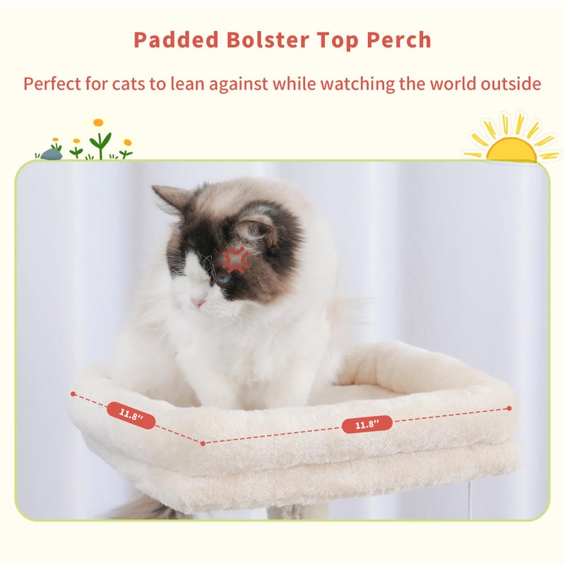 Hey-brother Cat Tree Tower, Scratching Posts with Cozy Condo, Padded Bed, Hammock, Plush Perch, Sisal Post and Ball for Indoor Kittens, 44.9 Inches, Beige MPJ009SM - Image 2