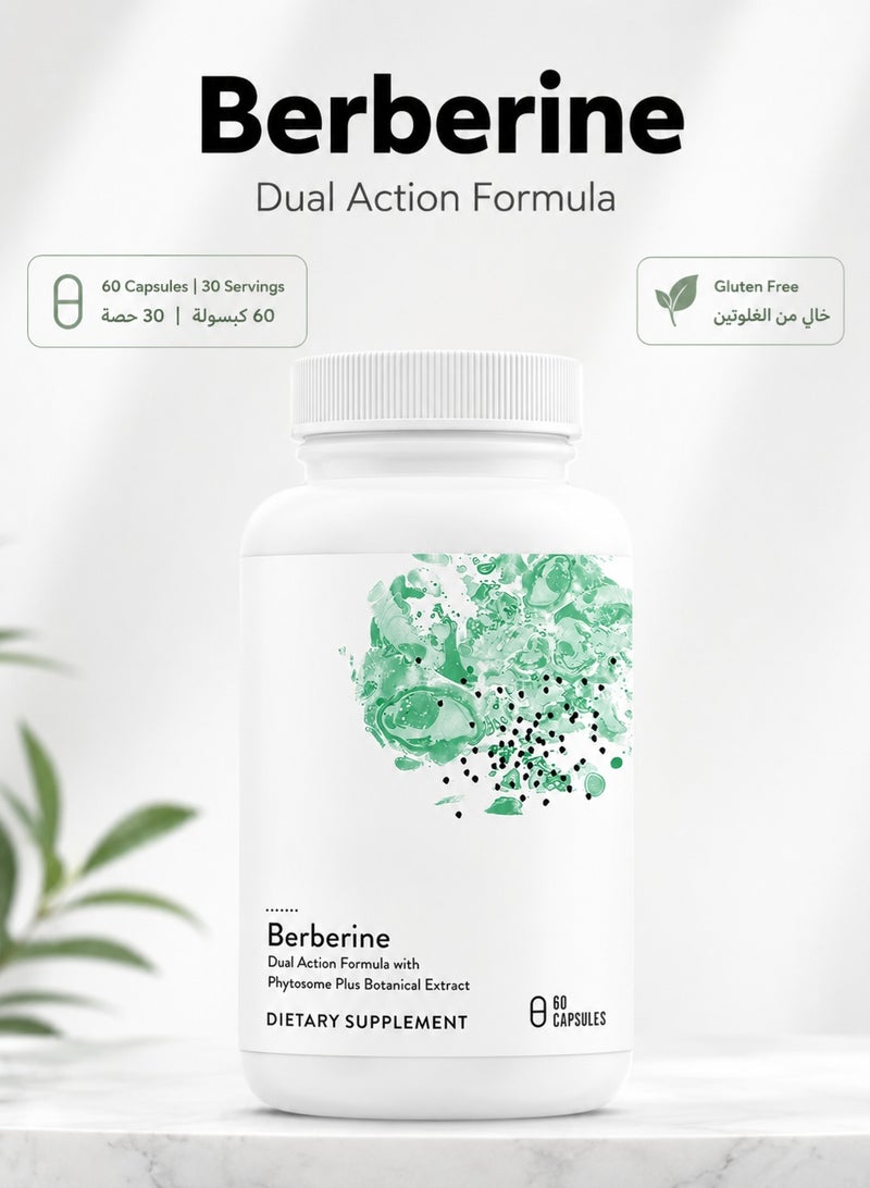 Berberine Thorne Berberine Dual Action Formula with Phytosome & Botanical Extract, Enhanced Absorption, Metabolic, Heart & Gut Health Support, Gluten-Free, 60 Capsules, 30 Servings - Image 1