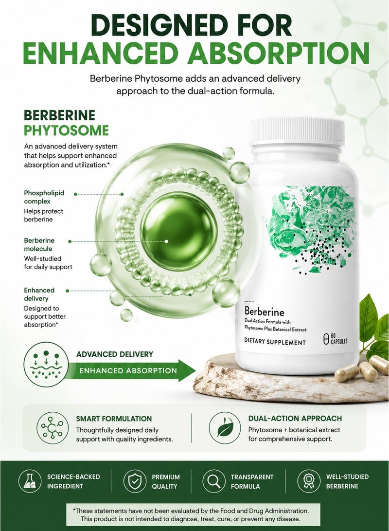 Berberine Thorne Berberine Dual Action Formula with Phytosome & Botanical Extract, Enhanced Absorption, Metabolic, Heart & Gut Health Support, Gluten-Free, 60 Capsules, 30 Servings - Image 5