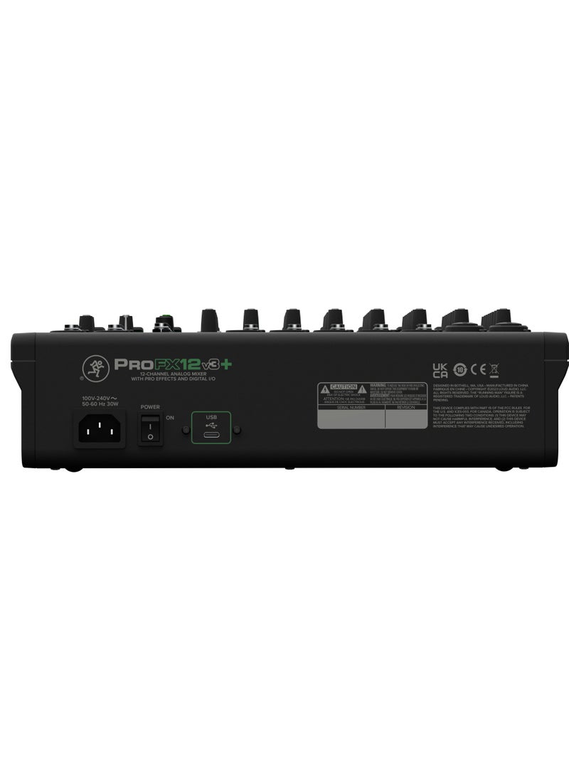 Mackie خلاط Mackie ProFX12v3+ 12 قناة تناظرية مع تأثيرات صوتية محسنة وأوضاع تسجيل USB وبلوتوث  - Image 5