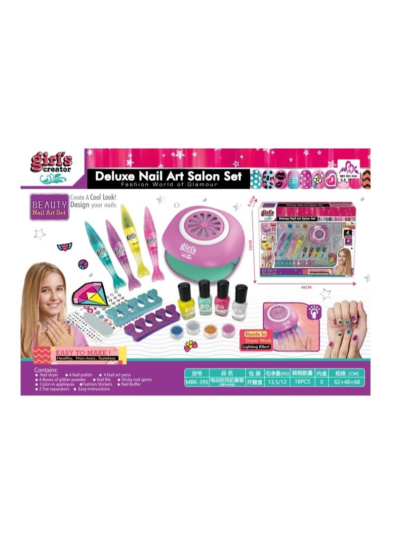 مسمار الفن كيت للأطفال الفتيات مسمار البولندية مجموعة مع مسمار مجفف مانيكير مجموعة