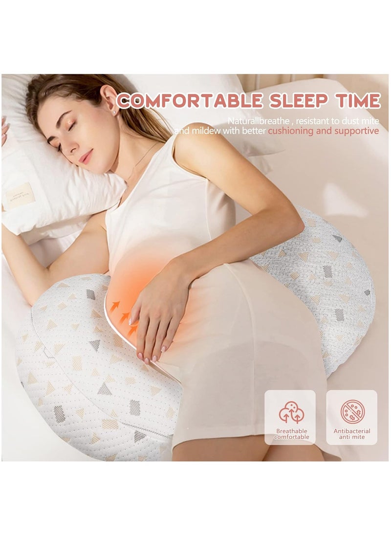 MileMelo Pregnancy Pillow for Pregnant Women,Soft Pregnancy Body Pillow,Support for Back, Hips, Legs,Maternity Pillow with Detachable and Adjustable Pillow Cover White  - Image 3
