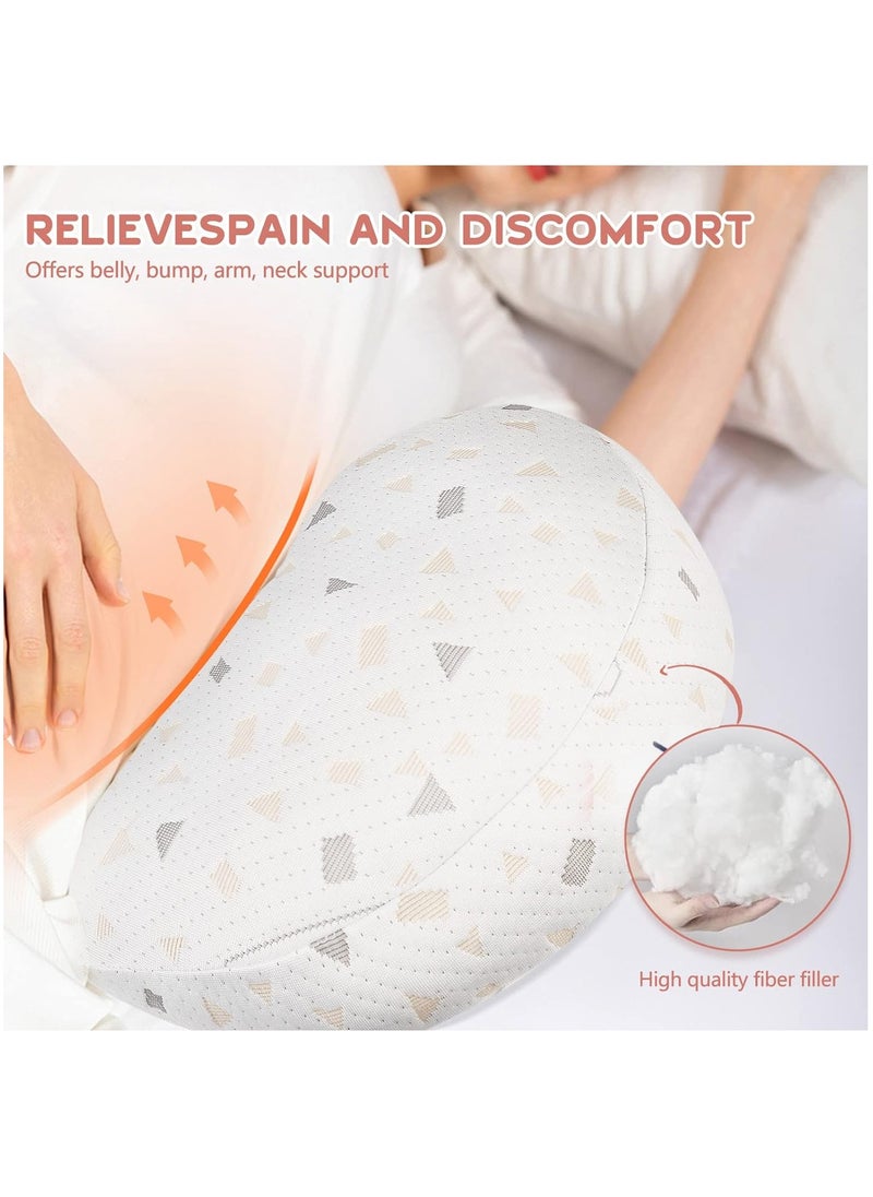 MileMelo Pregnancy Pillow for Pregnant Women,Soft Pregnancy Body Pillow,Support for Back, Hips, Legs,Maternity Pillow with Detachable and Adjustable Pillow Cover White  - Image 4