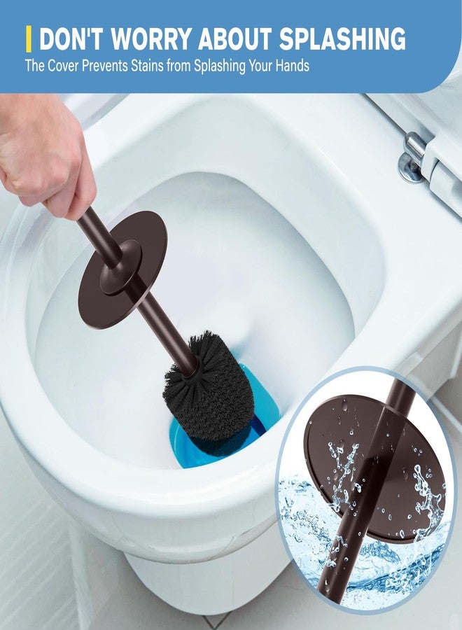 UPTRONIC Toilet Brush, Aluminum Alloy Toilet Brush and Holder Set with Extra Long Handle Durable Bristles Toilet Bowl Brush and Covered Holder for Toilet Scrubber for Bathroom Cleaning(Brown) - Image 4
