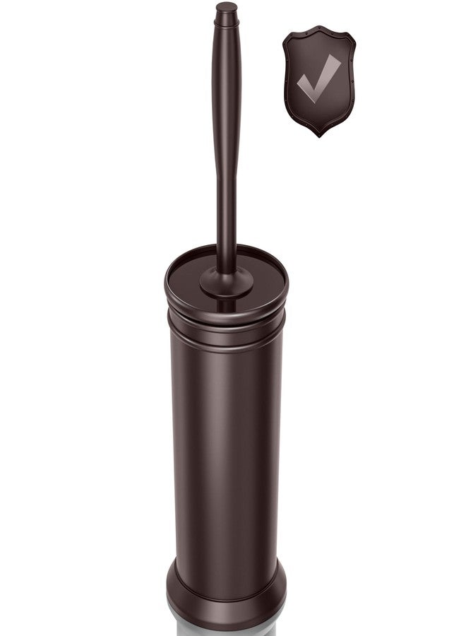 UPTRONIC Toilet Brush, Aluminum Alloy Toilet Brush and Holder Set with Extra Long Handle Durable Bristles Toilet Bowl Brush and Covered Holder for Toilet Scrubber for Bathroom Cleaning(Brown) - Image 1