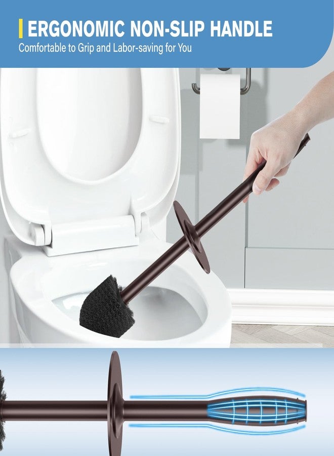 UPTRONIC Toilet Brush, Aluminum Alloy Toilet Brush and Holder Set with Extra Long Handle Durable Bristles Toilet Bowl Brush and Covered Holder for Toilet Scrubber for Bathroom Cleaning(Brown) - Image 5