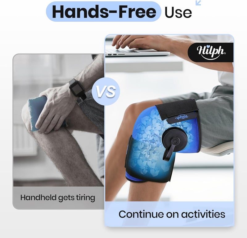 Hilph حقيبة ثلج قابلة لإعادة التعبئة للركبة من هيلف للسفر مع تأثير بارد يدوم لمدة 2 ساعة لعلاج البرد للركبة تخفيف فوري لجراحة الاستبدال إصابة رياضية تورم ألم عضلي - Image 4