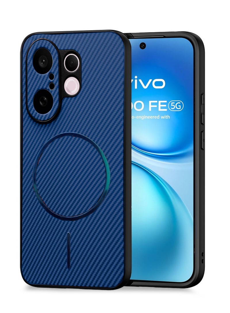 Wtech vivo X200 FE 5G 2025 Soft Silicone Carbon Fiber Magsafe Protective Back Case Cover (MCFPSN) - Navy Blue - Image 1