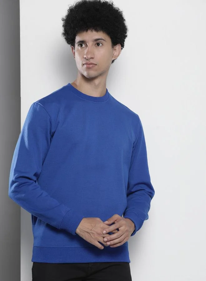 The Indian Garage Co Men Regular Fit Solid Crew Neck Full Sleeves Sweatshirt