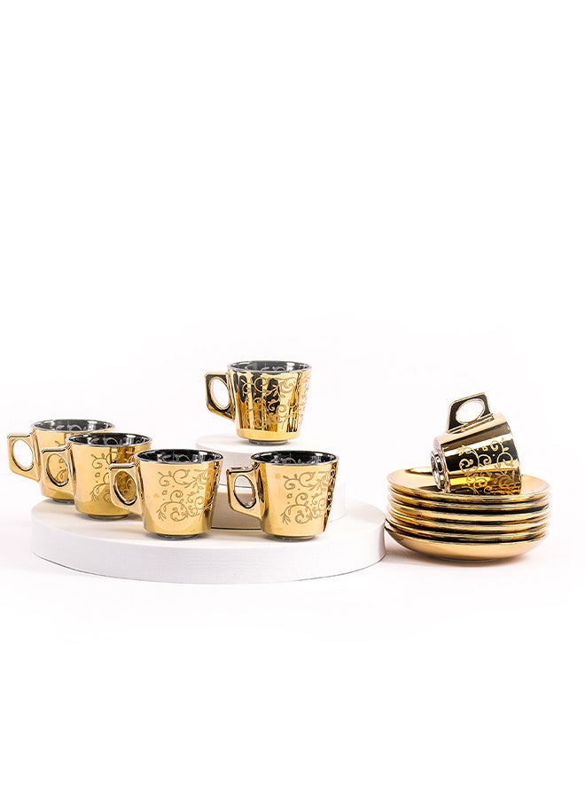 BYART Gold plated coffee cups, 12 pieces (6 cups and 6 plates), Turkish made  - Image 2
