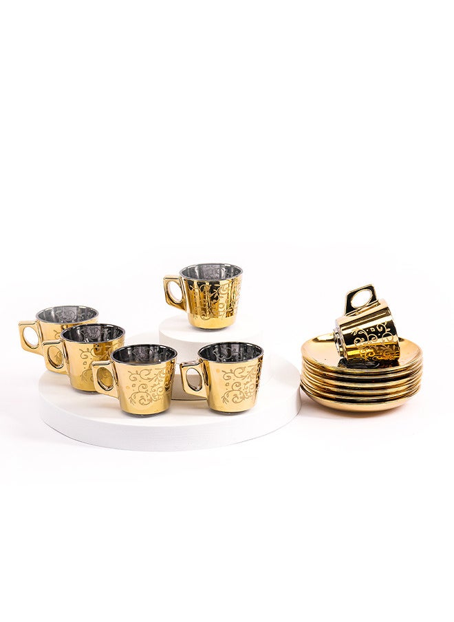 BYART Gold plated coffee cups, 12 pieces (6 cups and 6 plates), Turkish made  - Image 3