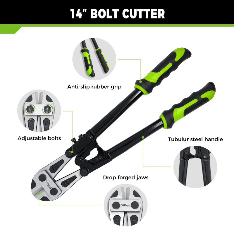 Der Erwachte 4-Piece Bolt Cutter Pliers Set, 14" Heavy Duty Bolt Cutter, 8" Mini Bolt Cutter, 8" Wire Cable Cutter, 8" Wire Rope Cutter with Carrying Bag, Cr-V Blade for Cutting Locks, Steel Wire, Chains - Image 2
