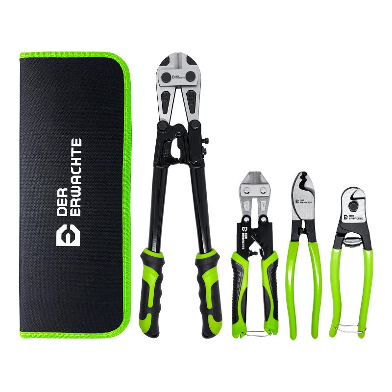 Der Erwachte 4-Piece Bolt Cutter Pliers Set, 14" Heavy Duty Bolt Cutter, 8" Mini Bolt Cutter, 8" Wire Cable Cutter, 8" Wire Rope Cutter with Carrying Bag, Cr-V Blade for Cutting Locks, Steel Wire, Chains - Image 1