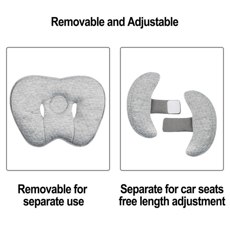 Blublu Park 2 in 1 Baby Support Pillow, Adjustable Banana Shape Baby Neck Head Travel Pillow Stroller Insert Cushion for Kids, Toddler, Gray - Image 5