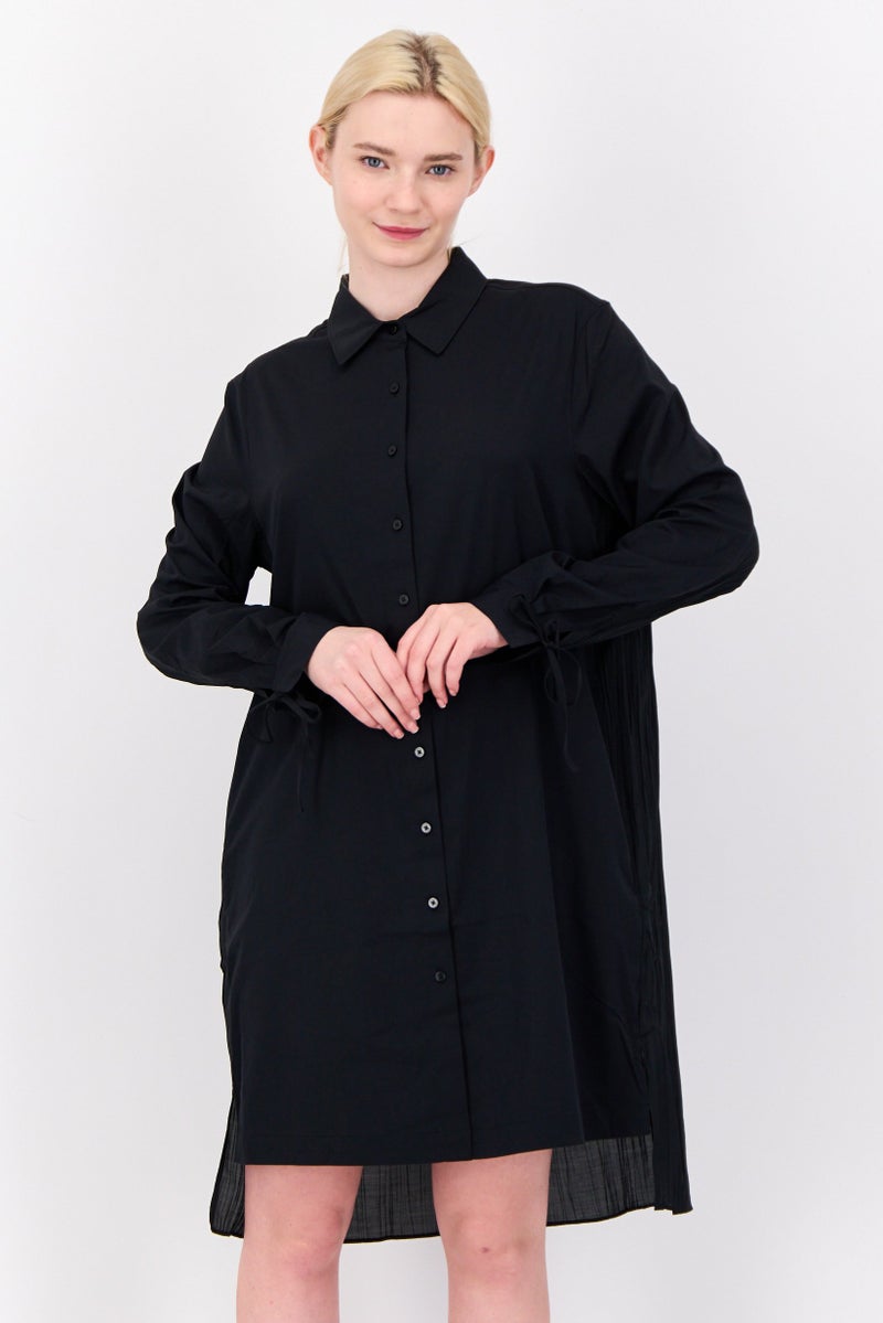 ESPRIT فستان قميص نسائي سادة، أسود - Image 1