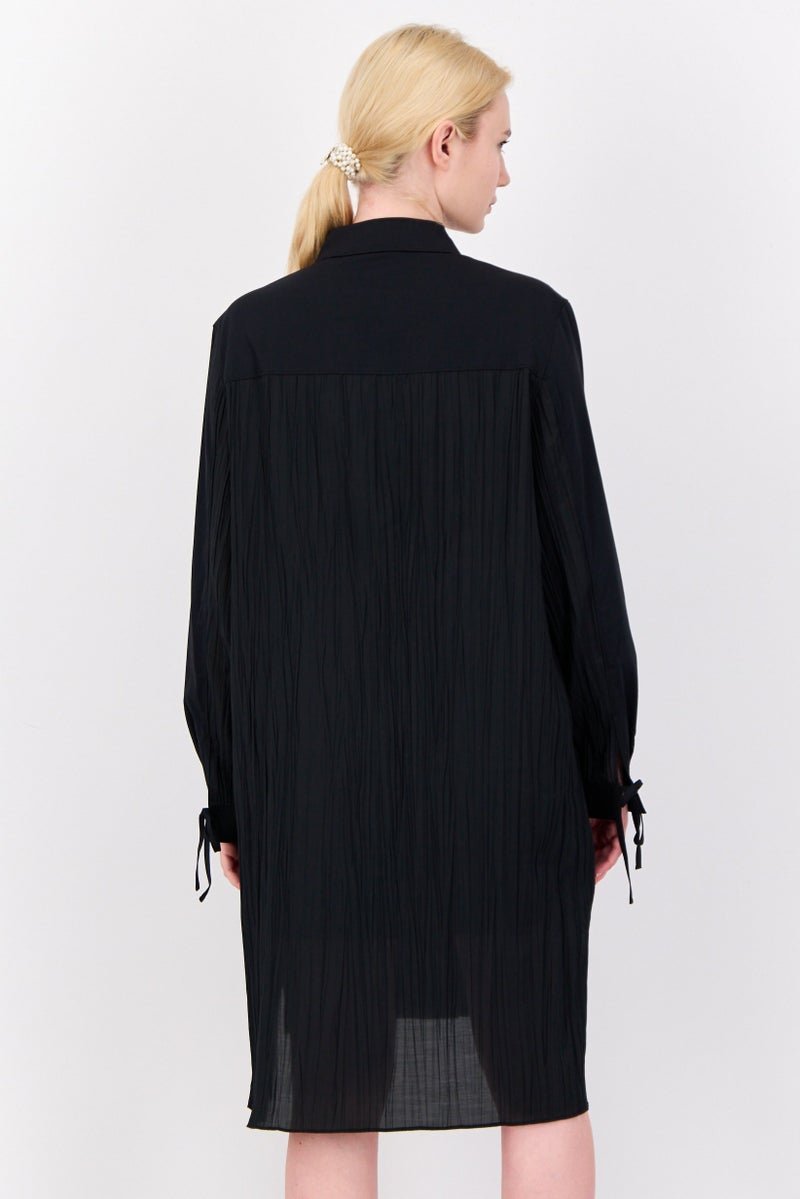 ESPRIT فستان قميص نسائي سادة، أسود - Image 3