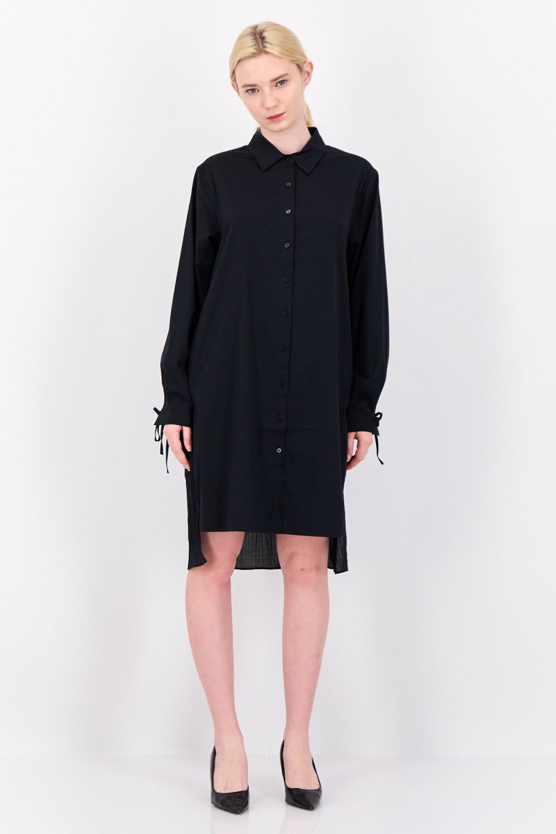 ESPRIT فستان قميص نسائي سادة، أسود - Image 4