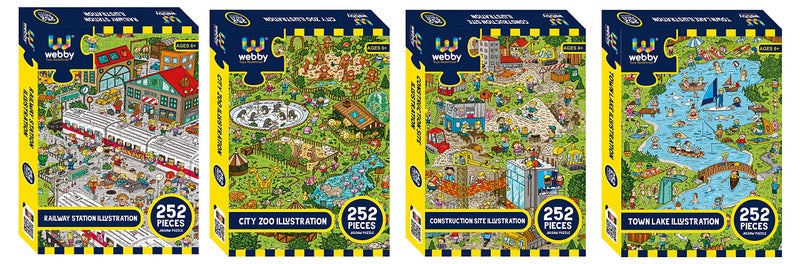 Webby Town Lake Illustration Jigsaw Puzzle, 252 Pieces - Kids, Multicolor - Image 1