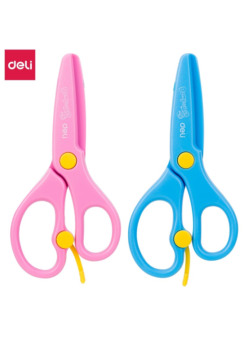 Deli مقص دلي ED60402 المدرسي 130 مم بألوان متنوعة - مثالي للاستخدام في فصول الأطفال، قطعة واحدة. - Image 1