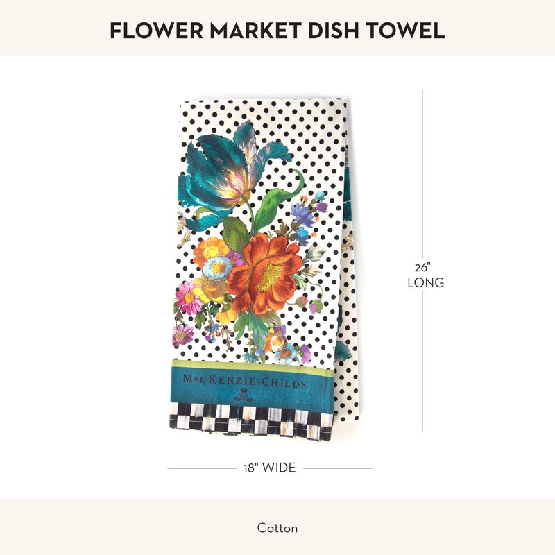 mackenzie childs MACKENZIE-CHILDS Cotton Dish Towel, Cute Decorative Kitchen Dish Towel for Cleaning and Home Decor, Set of 1, Flower Market - Image 4