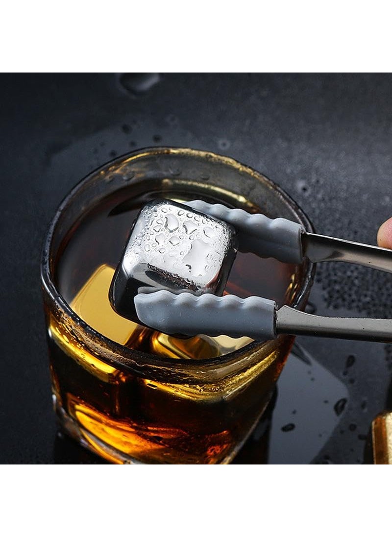 COSKIRA - COSKIRA Stainless Steel Reusable ice Cubes Chilling Stones for Whiskey Ice Cubes Set with Head Tongs and Ice Cube Trays Reusable Whisky Chilling Cooling Wine ChillerBeerVodkaLiqueurs Set of 4 - Image 1