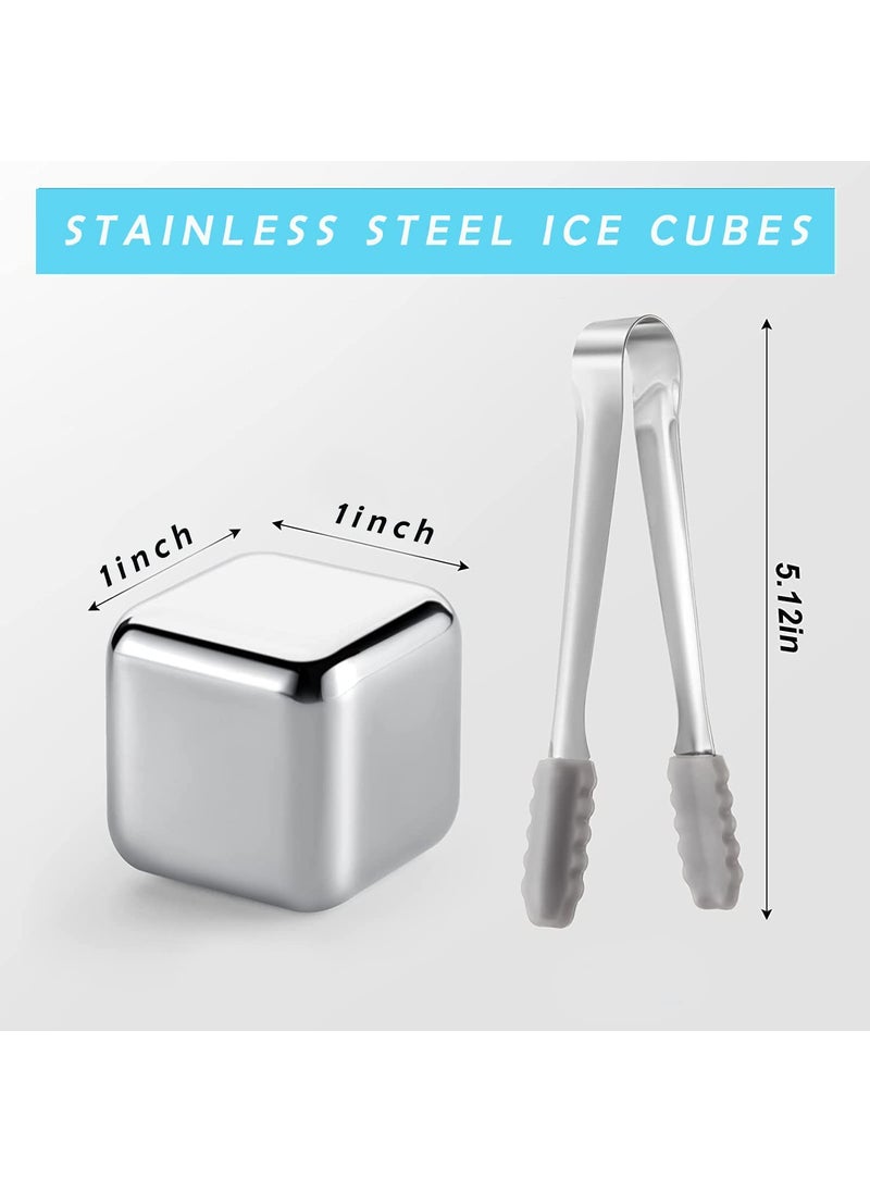 COSKIRA - COSKIRA Stainless Steel Reusable ice Cubes Chilling Stones for Whiskey Ice Cubes Set with Head Tongs and Ice Cube Trays Reusable Whisky Chilling Cooling Wine ChillerBeerVodkaLiqueurs Set of 4 - Image 1