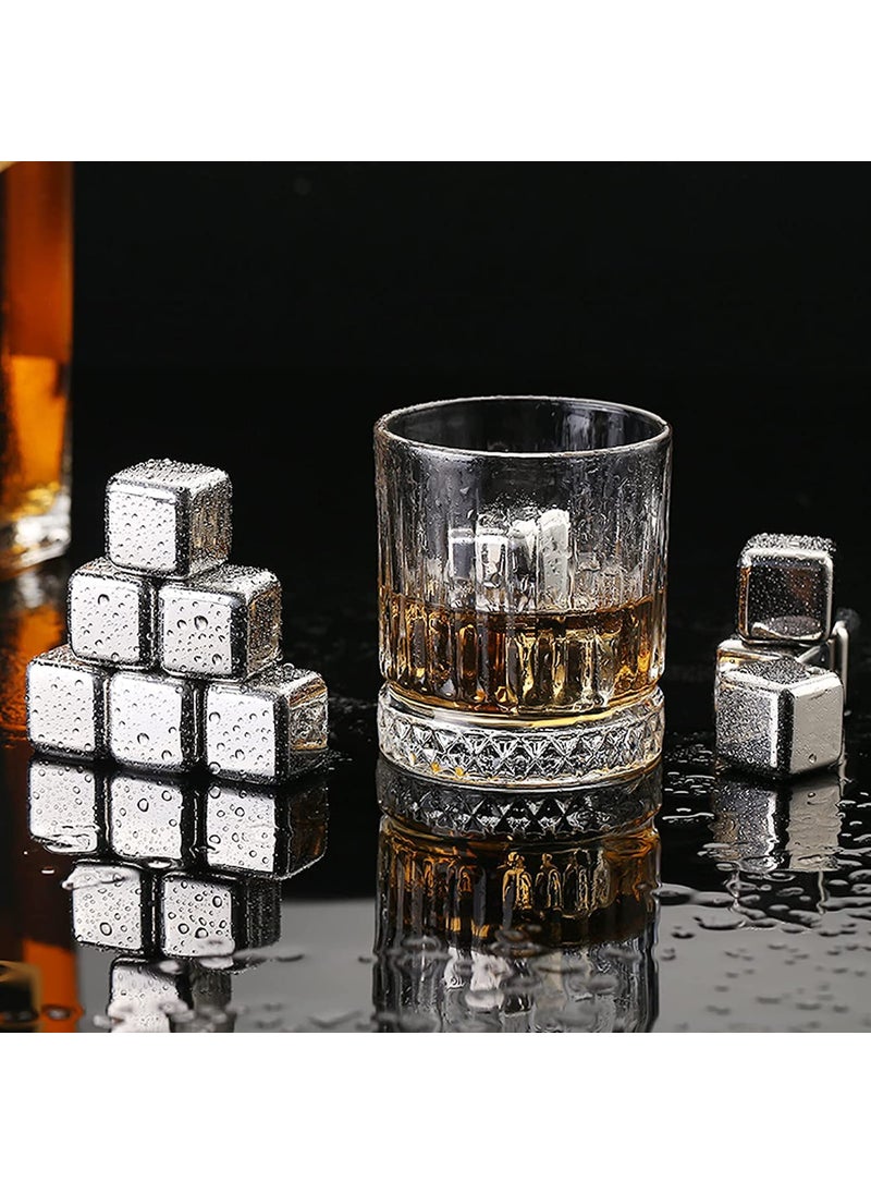 COSKIRA - COSKIRA Stainless Steel Reusable ice Cubes Chilling Stones for Whiskey Ice Cubes Set with Head Tongs and Ice Cube Trays Reusable Whisky Chilling Cooling Wine ChillerBeerVodkaLiqueurs Set of 4 - Image 1