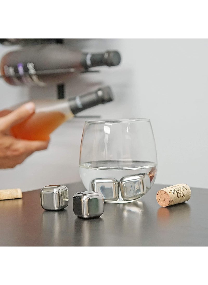 COSKIRA - COSKIRA Stainless Steel Reusable ice Cubes Chilling Stones for Whiskey Ice Cubes Set with Head Tongs and Ice Cube Trays Reusable Whisky Chilling Cooling Wine ChillerBeerVodkaLiqueurs Set of 4 - Image 1