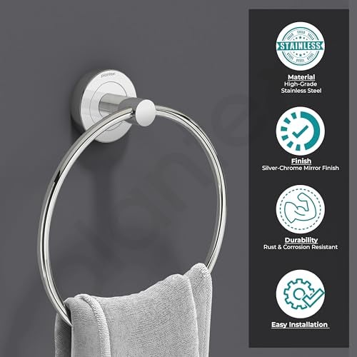 Plantex Compact Stainless Steel Towel Hanger for Bathroom/Towel Holder/Napkin Holder for Wash Basin/Towel Ring/Bathroom Accessories (Pack of 1) - Image 4