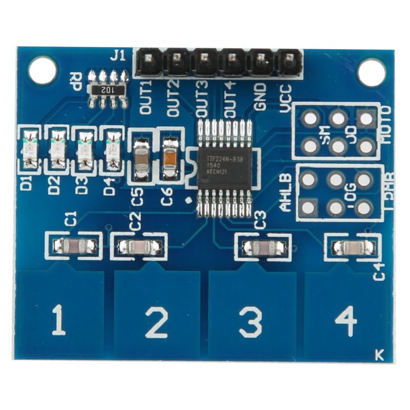 4-Channel Digital Touch Sensor Module TTP224 Capacitive 4-Button Touch Induction IC - 2.4V-5.5V Working Voltage Compact Structure for DIY Electronics Projects - Image 1