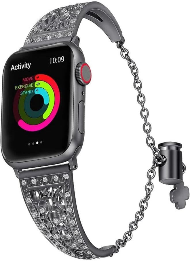 Izone - IZONE Apple Watch Stainless Steel Matte Strap for Apple Watch Series 2,3,4,5,6,7,8,9,Ultra (38mm/40mm/41mm, Black) - Image 1