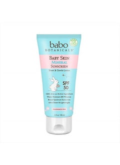 Babo Botanicals Baby Skin Mineral Sunscreen Lotion SPF 50 Broad Spectrum - with 100% Zinc Oxide Active – Fragrance-Free, Water-Resistant, Ultra-Sheer & Lightweight - 3 fl. oz.  - Image 1
