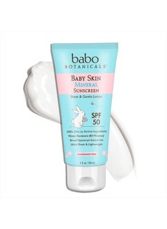 Babo Botanicals Baby Skin Mineral Sunscreen Lotion SPF 50 Broad Spectrum - with 100% Zinc Oxide Active – Fragrance-Free, Water-Resistant, Ultra-Sheer & Lightweight - 3 fl. oz.  - Image 5