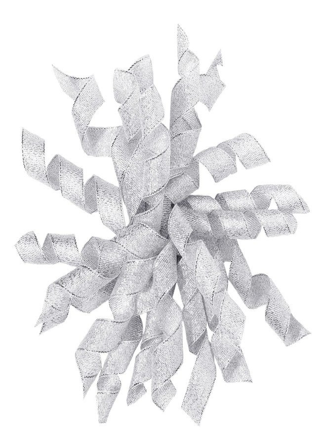 Xinnun 12 Pcs Christmas Burst Bow for Gift Wrapping Glitter Curly Self Adhesive Bows for DIY Crafts, Birthday, Wedding, Party Favors Decorations, 6 Inch(Silver - Image 1