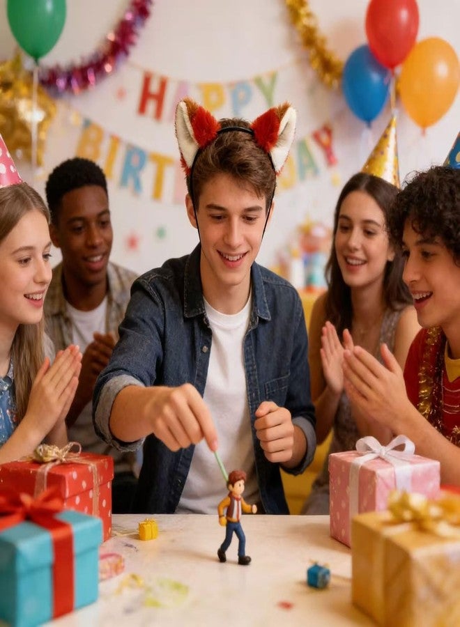 AHPAHP عصابات رأس على شكل حيوانات من أفلام الرسوم المتحركة AHPAHP، عصابة رأس على شكل آذان ثعلب لطيفة، إكسسوارات أزياء حفلات الهالوين والكريسماس التنكرية - Image 3
