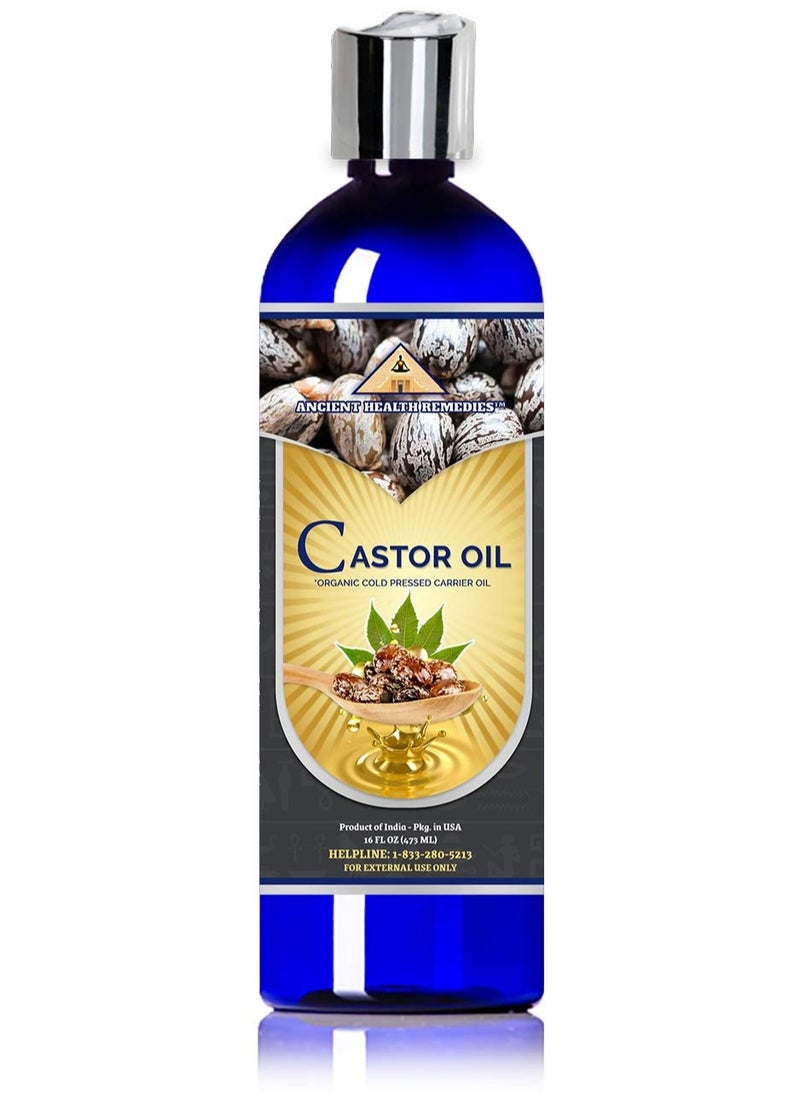 ancient health remedies - ANCIENT HEALTH REMEDIES Organic Castor Oil - Cold Pressed, Unrefined, Pure Carrier Oil for Hair Growth, Skin Moisturizing & Softening (16 oz) - Image 1