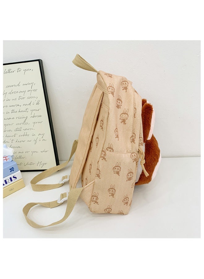 لابوبو حقيبة ظهر جديدة من Labu مصنوعة من القطيفة بعيون كبيرة ورسوم كرتونية لطيفة وصغيرة الحجم للسفر والترفيه وحقيبة ظهر عالية القيمة 36*32*12 سم - Image 2