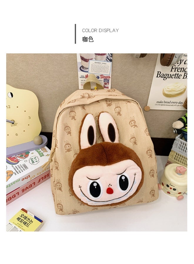 لابوبو حقيبة ظهر جديدة من Labu مصنوعة من القطيفة بعيون كبيرة ورسوم كرتونية لطيفة وصغيرة الحجم للسفر والترفيه وحقيبة ظهر عالية القيمة 36*32*12 سم - Image 4