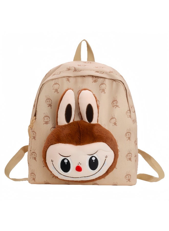 لابوبو حقيبة ظهر جديدة من Labu مصنوعة من القطيفة بعيون كبيرة ورسوم كرتونية لطيفة وصغيرة الحجم للسفر والترفيه وحقيبة ظهر عالية القيمة 36*32*12 سم - Image 1