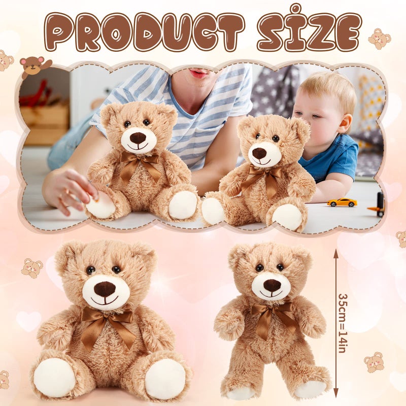 Skylety 10 Pcs Bears Bulk Stuffed Animal Plush Toys 10-14 Inches Birthday Party Favors(Light Brown) - Image 2