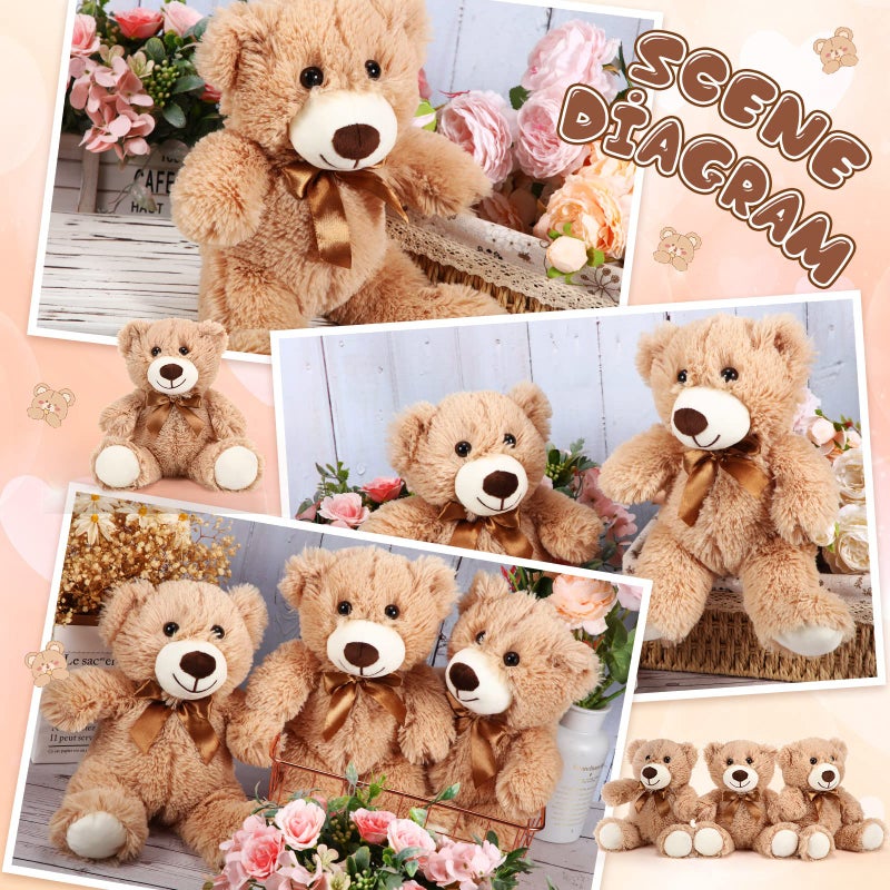 Skylety 10 Pcs Bears Bulk Stuffed Animal Plush Toys 10-14 Inches Birthday Party Favors(Light Brown) - Image 4