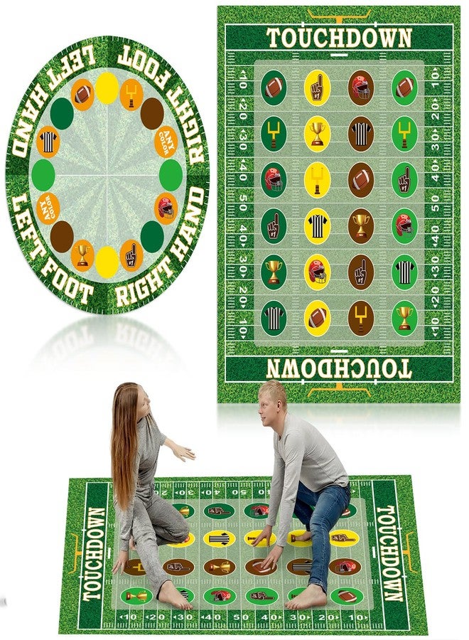 Capoda 2 Pcs Football Party Game Football Twist Pose Mat with Spinner Sport Poses Floor Mat Spinner for Sport Game Day Tailgate Party Family Classroom School Activity - Image 1