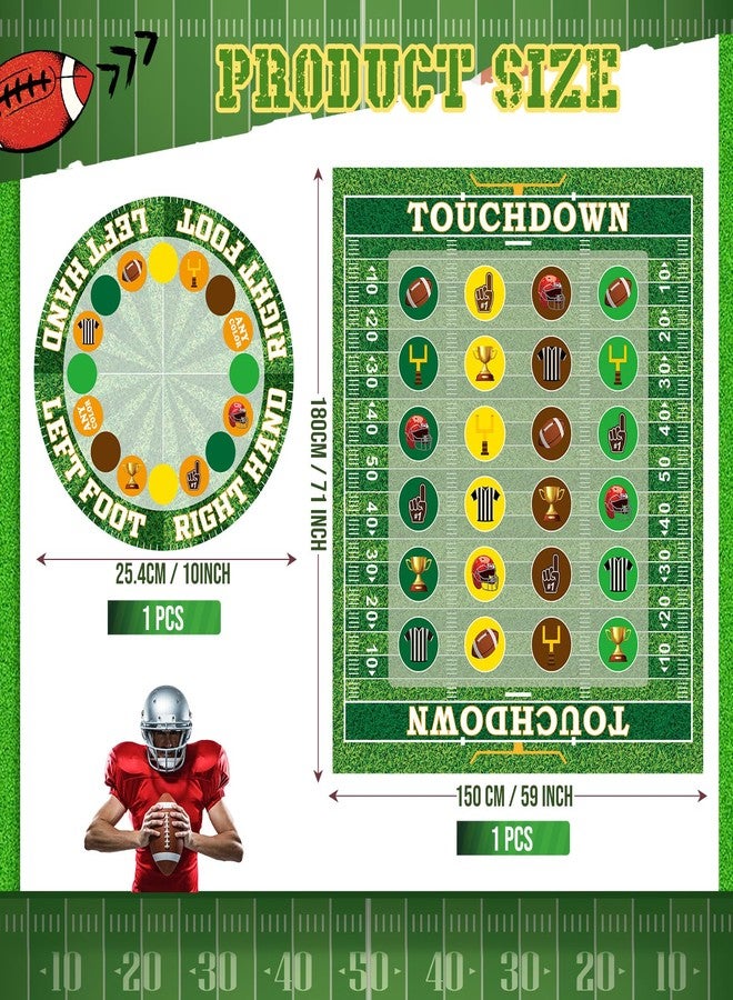 Capoda 2 Pcs Football Party Game Football Twist Pose Mat with Spinner Sport Poses Floor Mat Spinner for Sport Game Day Tailgate Party Family Classroom School Activity - Image 2