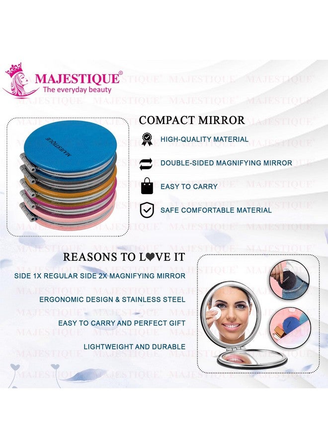 MAJESTIQUE Professional Pocket Makeup Mirror | 1X/2X Magnifying Foldable Mirror | Compact Size Makeup Mirror, Portable Mirror for Handbag, Purse, Pocket Round 1 Pcs - (Colour May Vary) - Image 5