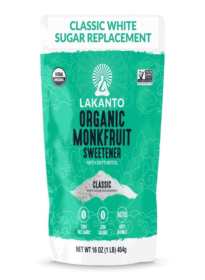 Lakanto Organic Classic Monk Fruit Sweetener with Erythritol - White Sugar Substitute, Zero Calorie, Keto Diet Friendly, Zero Net Carbs, Baking, Sugar Replacement (Organic Classic White - 1 lb) - Image 1