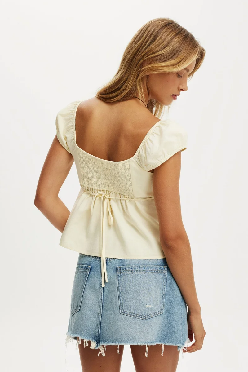 Cotton On  Tie Back Babydoll Top for Women | Best Price UAE