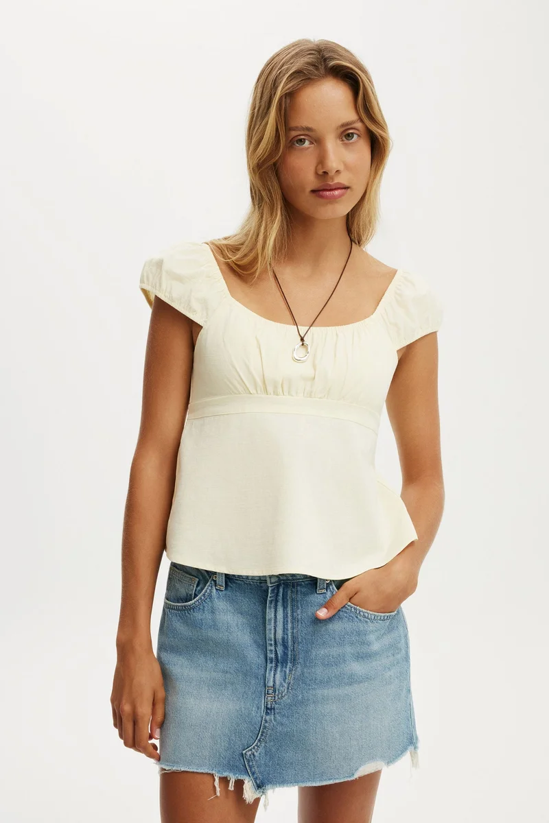 Cotton On  Tie Back Babydoll Top for Women | Best Price UAE