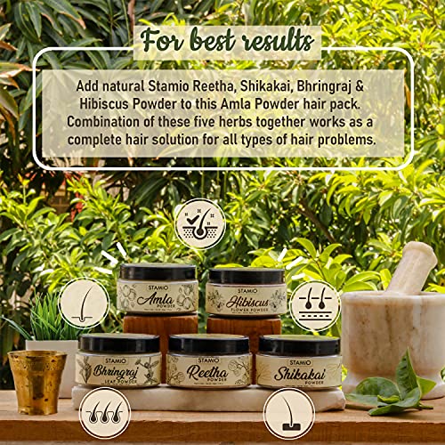 STAMIO Amla Powder 50 gm for Hair Pack, Mask, Scalp Health, Nourihment, Anti-Dandruff | Natural Indian gooseberry/Amalaki/Phyllanthus emblica | In Jar 1.76 oz - Image 4